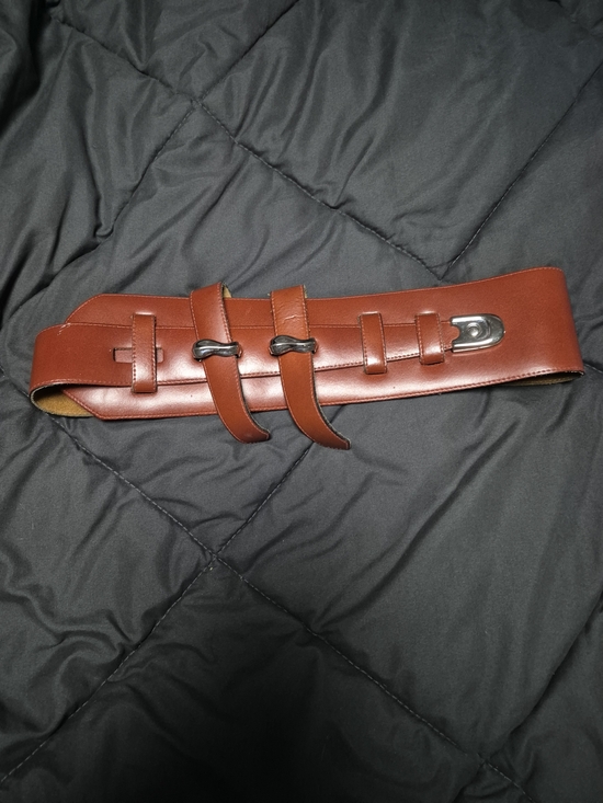Other - Men's Wide Leather Waist Belt in Brown with Dual Strap Detail